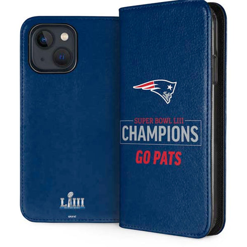 NFL Super Bowl LIII Champions Go Pats iPhone 15 Plus Folio Case