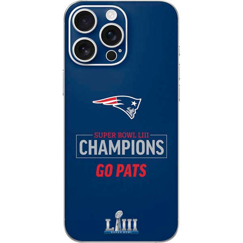 NFL Super Bowl LIII Champions Go Pats iPhone 16 Pro Max Skin