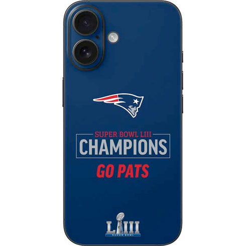 NFL Super Bowl LIII Champions Go Pats iPhone 16 Skin
