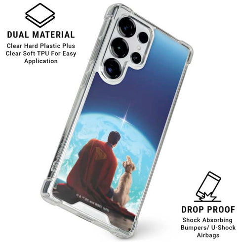 Superman 2025 Superman & Krypto watch the Earth Galaxy S26 Ultra Clear Case
