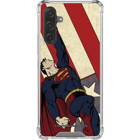 DC Comics Superman Vintage Pose American Flag Galaxy A17 Clear Case
