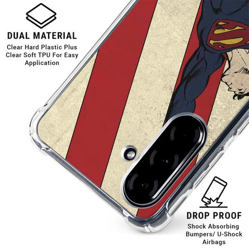 DC Comics Superman Vintage Pose American Flag Galaxy A36 5G Clear Case