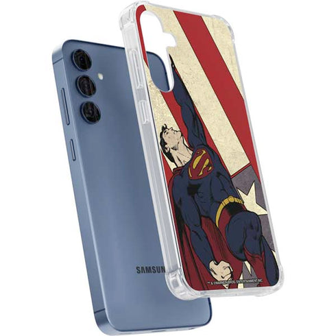 DC Comics Superman Vintage Pose American Flag Galaxy A55 5G Clear Case