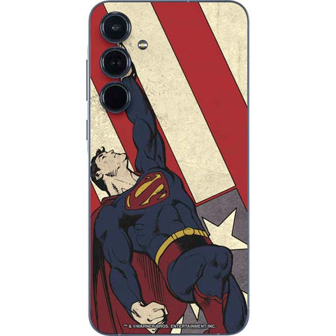 DC Comics Superman Vintage Pose American Flag Galaxy A55 5G Skin