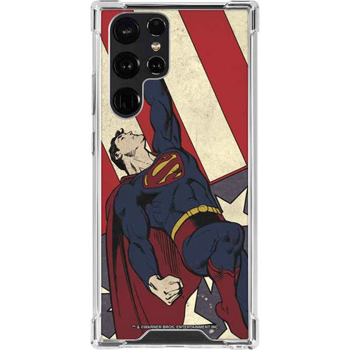 DC Comics Superman Vintage Pose American Flag Galaxy S23 Ultra Clear Case