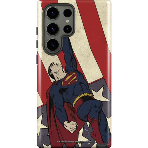 DC Comics Superman Vintage Pose American Flag Galaxy S23 Ultra Pro Case