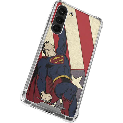 DC Comics Superman Vintage Pose American Flag Galaxy S24 FE Clear Case