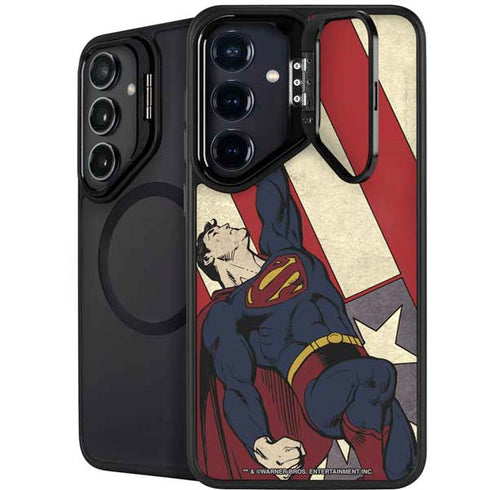 DC Comics Superman Vintage Pose American Flag Galaxy S25 Kickstand Case