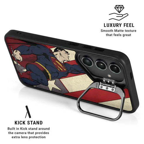 DC Comics Superman Vintage Pose American Flag Galaxy S25 Kickstand Case