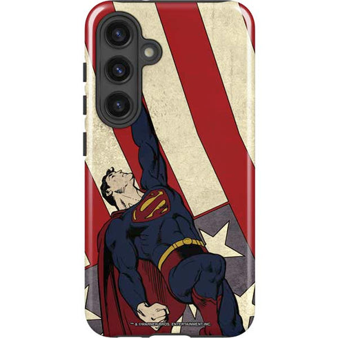 DC Comics Superman Vintage Pose American Flag Galaxy S25 Plus Impact Case