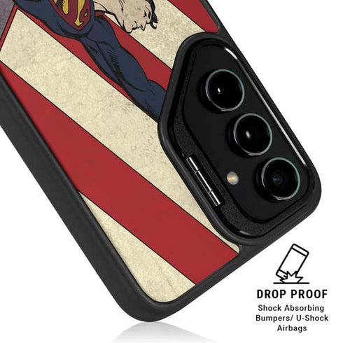 DC Comics Superman Vintage Pose American Flag Galaxy S25 Ultra Kickstand Case