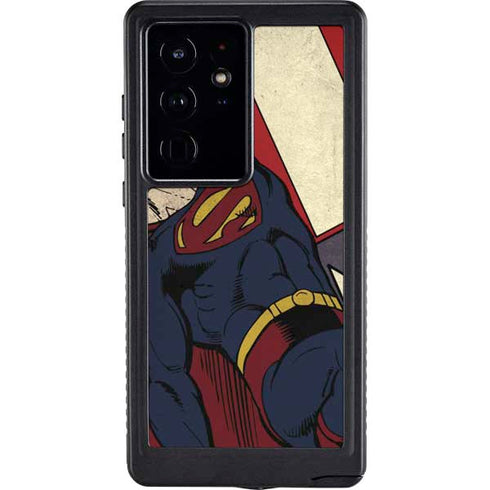 DC Comics Superman Vintage Pose American Flag Galaxy S24 Ultra Waterproof Case