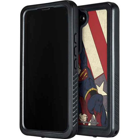 DC Comics Superman Vintage Pose American Flag Galaxy S24 Waterproof Case