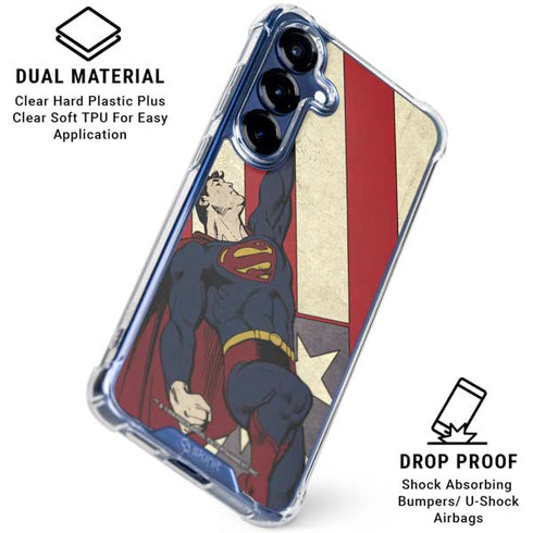 DC Comics Superman Vintage Pose American Flag Galaxy S25 Clear Case