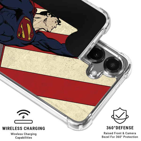 DC Comics Superman Vintage Pose American Flag Galaxy S26 Plus Clear Case