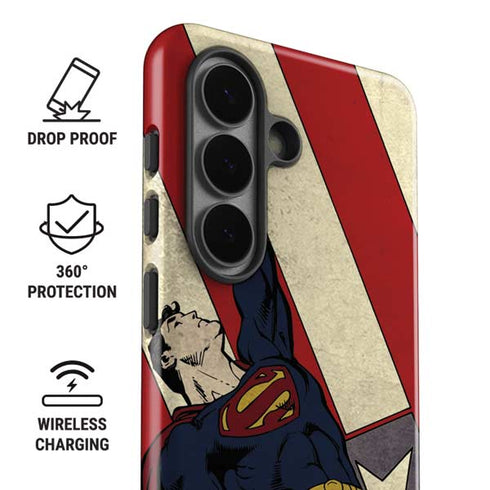 DC Comics Superman Vintage Pose American Flag Galaxy S26 Plus Impact Case