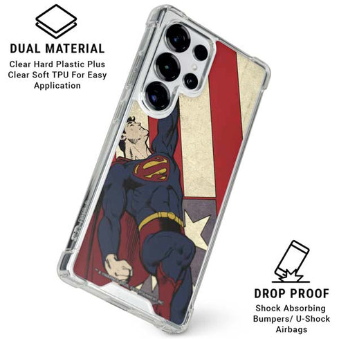 DC Comics Superman Vintage Pose American Flag Galaxy S26 Ultra Clear Case