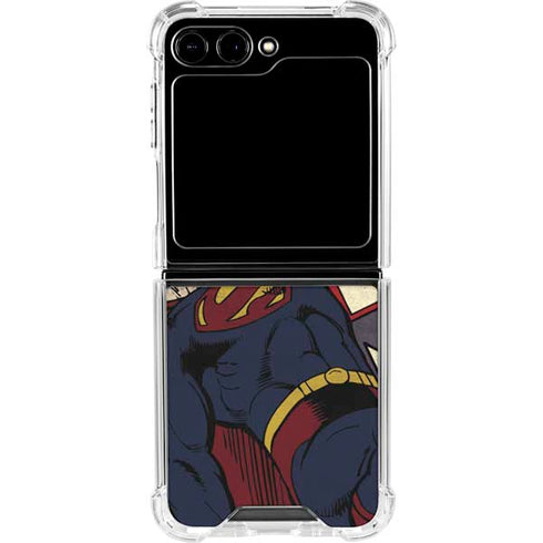 DC Comics Superman Vintage Pose American Flag Galaxy Z Flip6 Clear Case