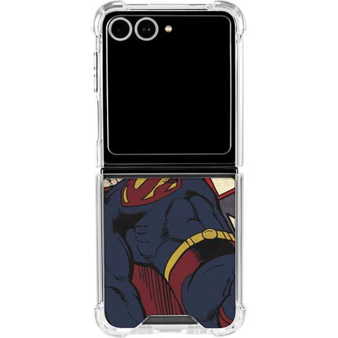 DC Comics Superman Vintage Pose American Flag Galaxy Z Flip7 Clear Case