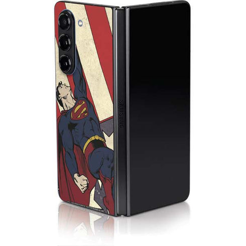 DC Comics Superman Vintage Pose American Flag Galaxy Z Fold5 5G Skin