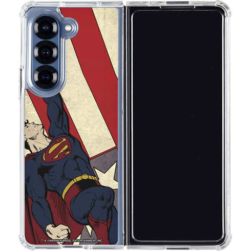 DC Comics Superman Vintage Pose American Flag Galaxy Z Fold6 Clear Case