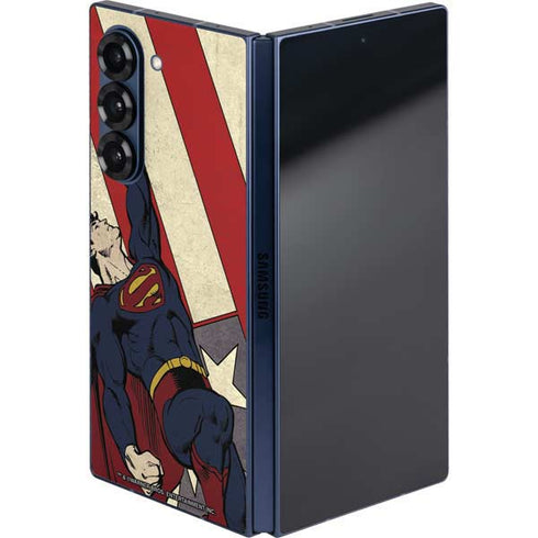 DC Comics Superman Vintage Pose American Flag Galaxy Z Fold6 Skin