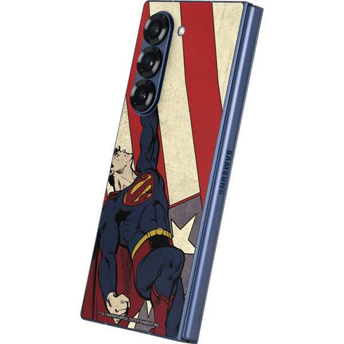 DC Comics Superman Vintage Pose American Flag Galaxy Z Fold6 Skin