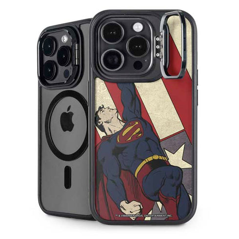 DC Comics Superman Vintage Pose American Flag iPhone Cases