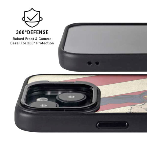 DC Comics Superman Vintage Pose American Flag iPhone 14 Plus Kickstand Case