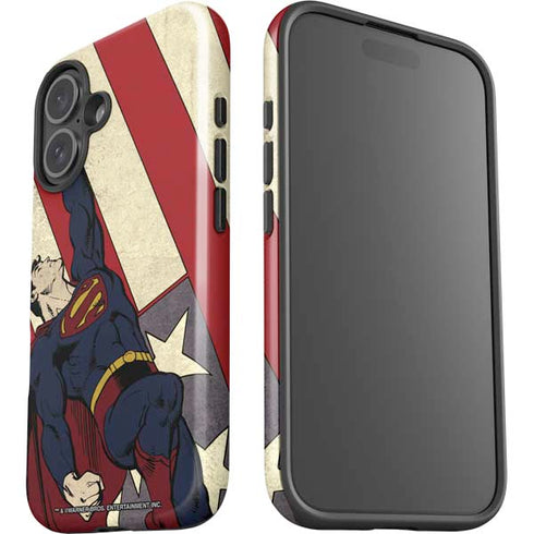 DC Comics Superman Vintage Pose American Flag iPhone 16 Impact Case