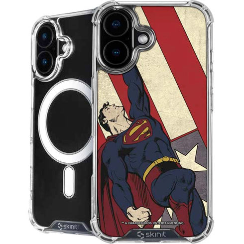 DC Comics Superman Vintage Pose American Flag iPhone 16 MagSafe Case