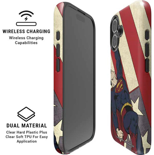 DC Comics Superman Vintage Pose American Flag iPhone 16 Magsafe Impact Case