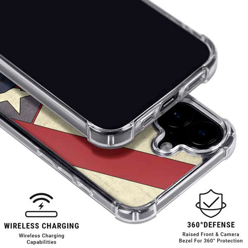 DC Comics Superman Vintage Pose American Flag iPhone 16 Plus Clear Case