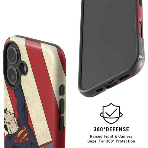 DC Comics Superman Vintage Pose American Flag iPhone 16 Plus Magsafe Impact Case