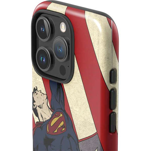 DC Comics Superman Vintage Pose American Flag iPhone 16 Pro Impact Case
