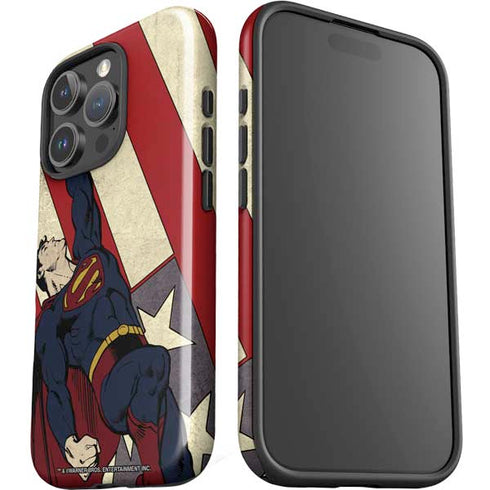 DC Comics Superman Vintage Pose American Flag iPhone 16 Pro Impact Case