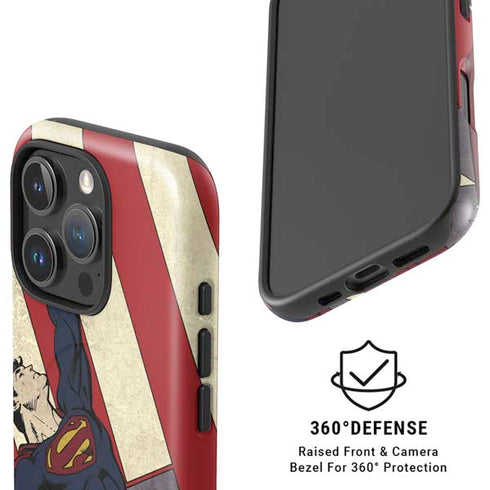 DC Comics Superman Vintage Pose American Flag iPhone 16 Pro Magsafe Impact Case