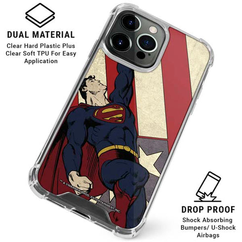 DC Comics Superman Vintage Pose American Flag iPhone 16 Pro Max Clear Case