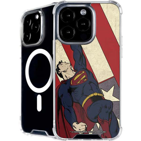 DC Comics Superman Vintage Pose American Flag iPhone 16 Pro Max MagSafe Case