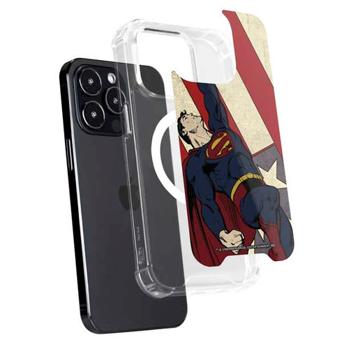DC Comics Superman Vintage Pose American Flag iPhone 16 Pro Max MagSafe Case