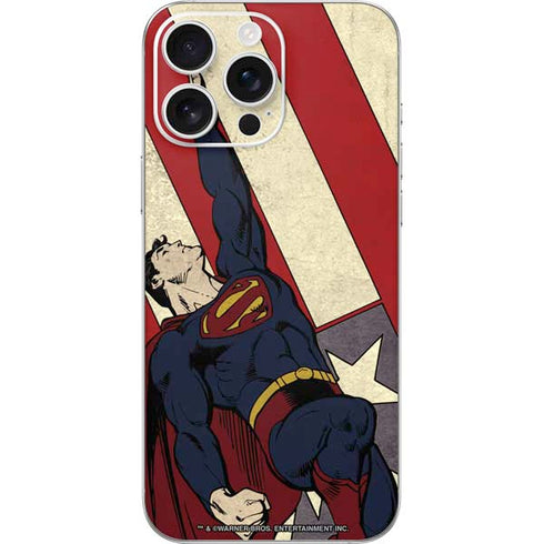 DC Comics Superman Vintage Pose American Flag iPhone 16 Pro Max Skin