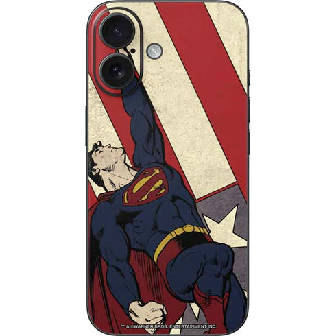 DC Comics Superman Vintage Pose American Flag iPhone 16 Skin