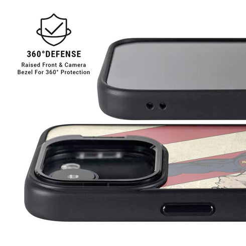 DC Comics Superman Vintage Pose American Flag iPhone 16e Kickstand Case