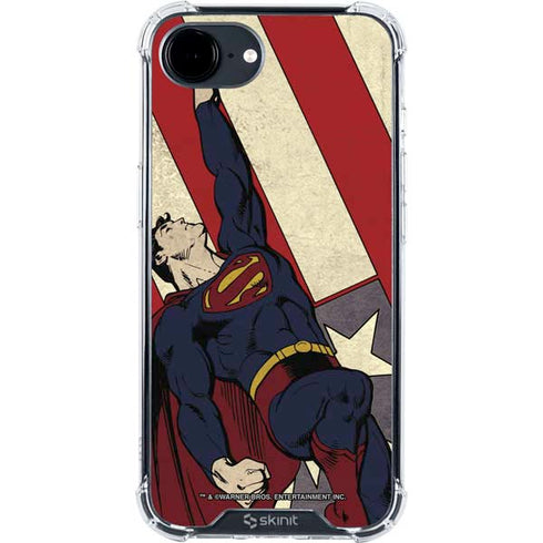 DC Comics Superman Vintage Pose American Flag iPhone 16e Clear Case