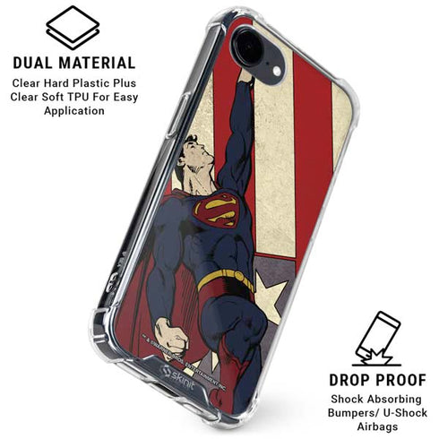 DC Comics Superman Vintage Pose American Flag iPhone 16e Clear Case