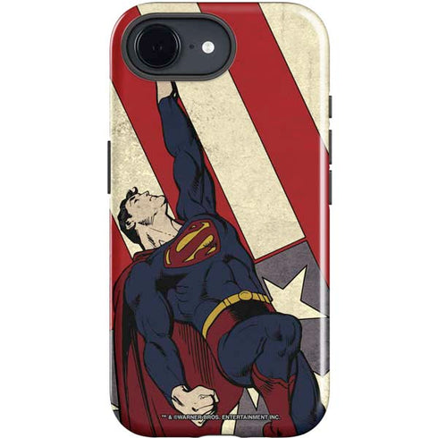 DC Comics Superman Vintage Pose American Flag iPhone 16e Impact Case