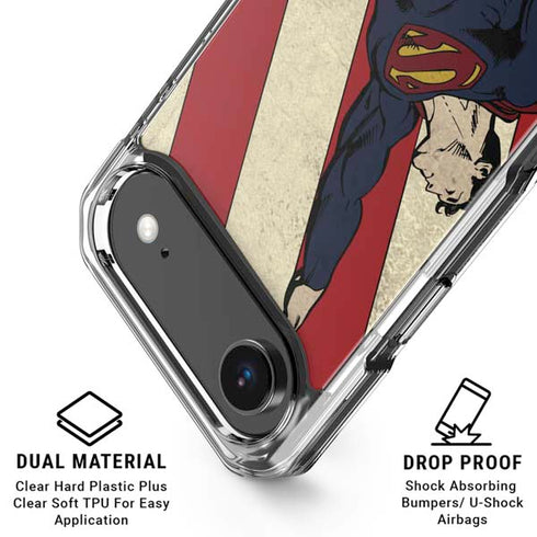 DC Comics Superman Vintage Pose American Flag iPhone 17 Air Clear Case