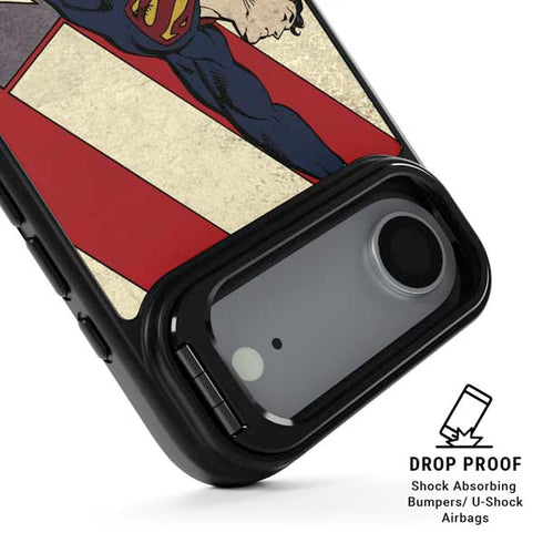DC Comics Superman Vintage Pose American Flag iPhone 17 Air Kickstand Case