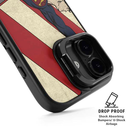 DC Comics Superman Vintage Pose American Flag iPhone 17 Kickstand Case