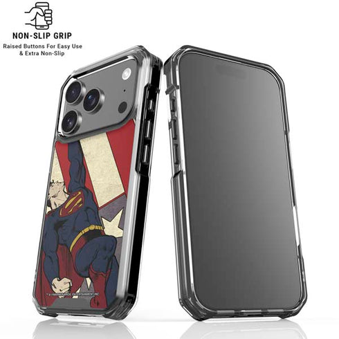 DC Comics Superman Vintage Pose American Flag iPhone 17 Pro Clear Case